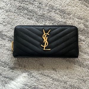 MONOGRAM ZIP AROUND WALLET IN GRAIN DE POUDRE EMBOSSED LEATHER
